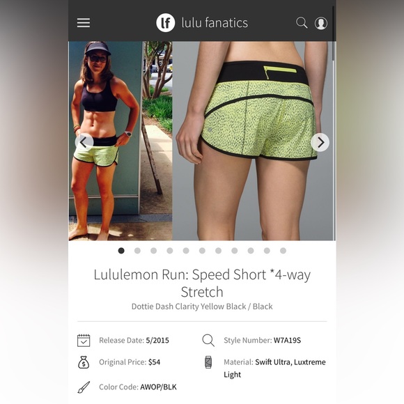 Lululemon Run Speed Short  Stretch Dottie Dash Clarity Yellow Black Size :6 - Picture 1 of 4